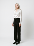 Draped Collar Long Sleeve Blouse