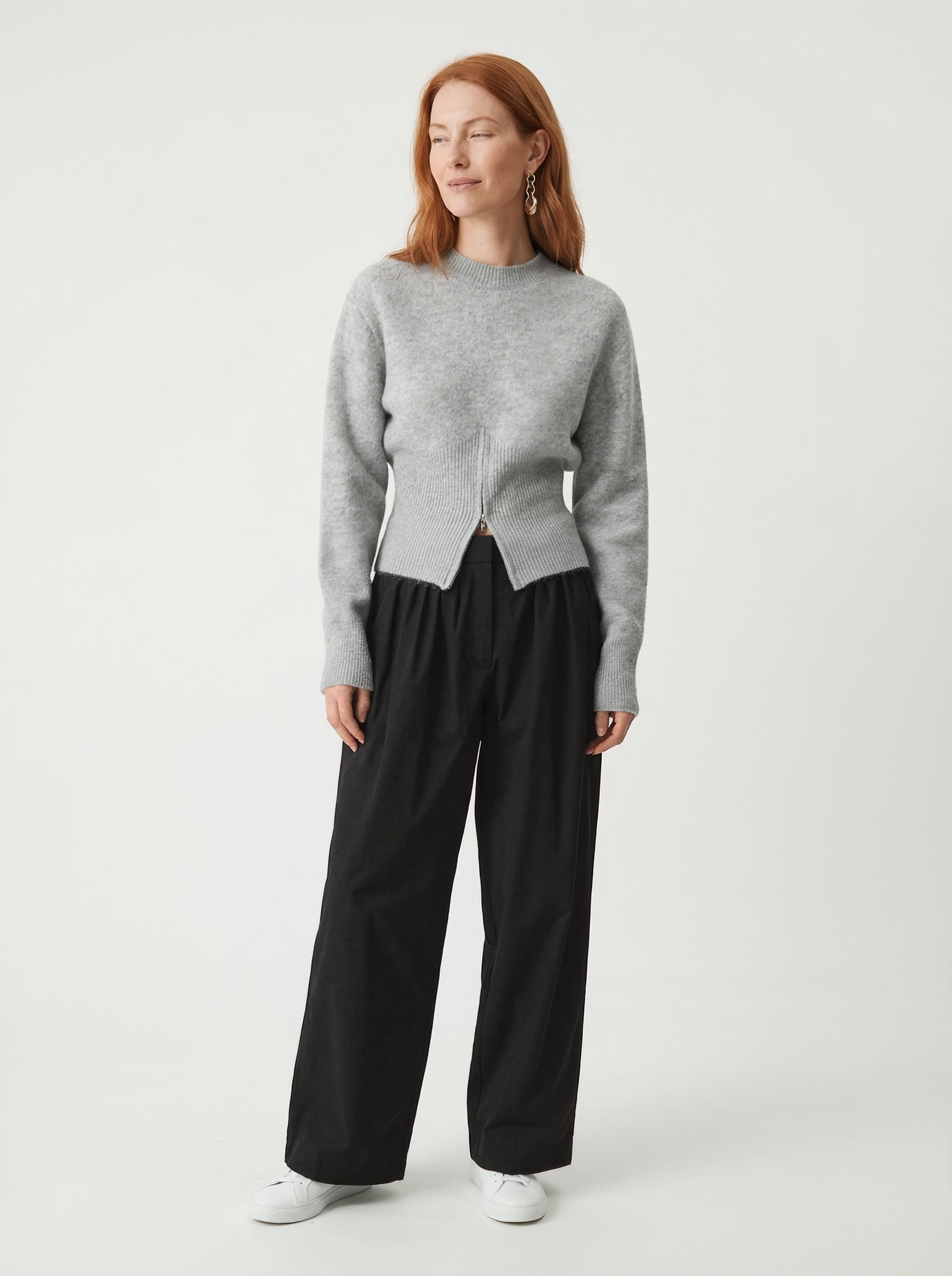Ribbed Half-Zip Knit Sweater