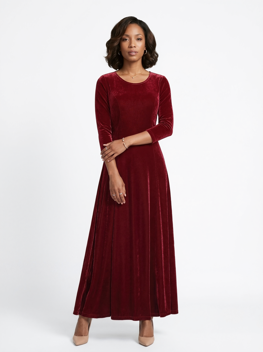 Velvet Long Sleeve Maxi Dress