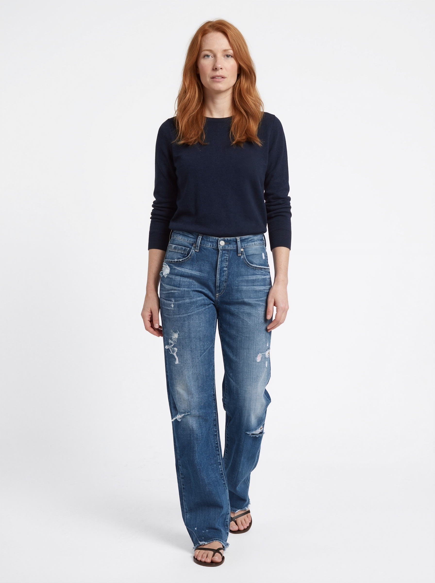 Distressed Wide Leg Jeans
