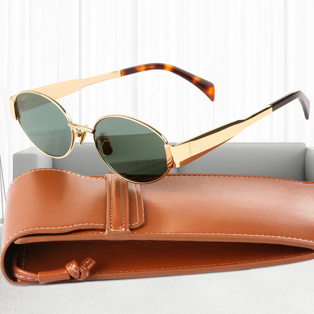 Gold Oval Sunglasses