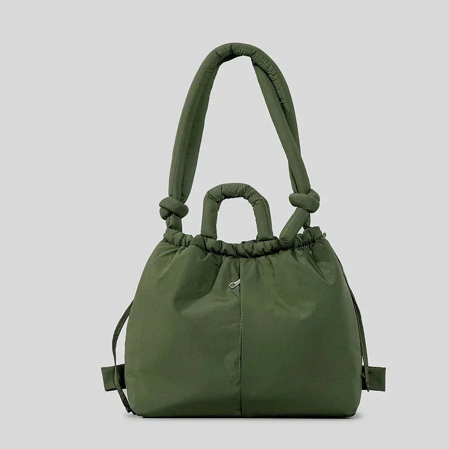 Padded Quilted Drawstring Shoulder Bag