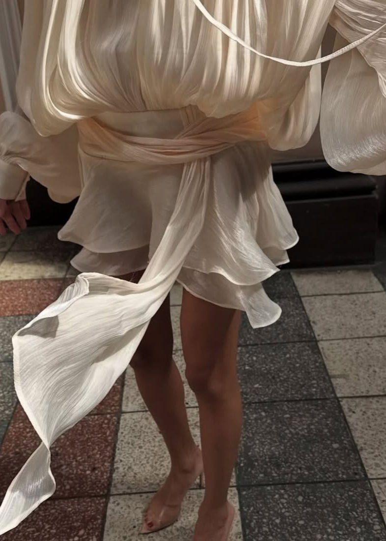 Pleated Shimmer Mini Dress