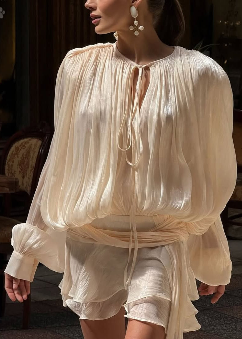 Pleated Shimmer Mini Dress