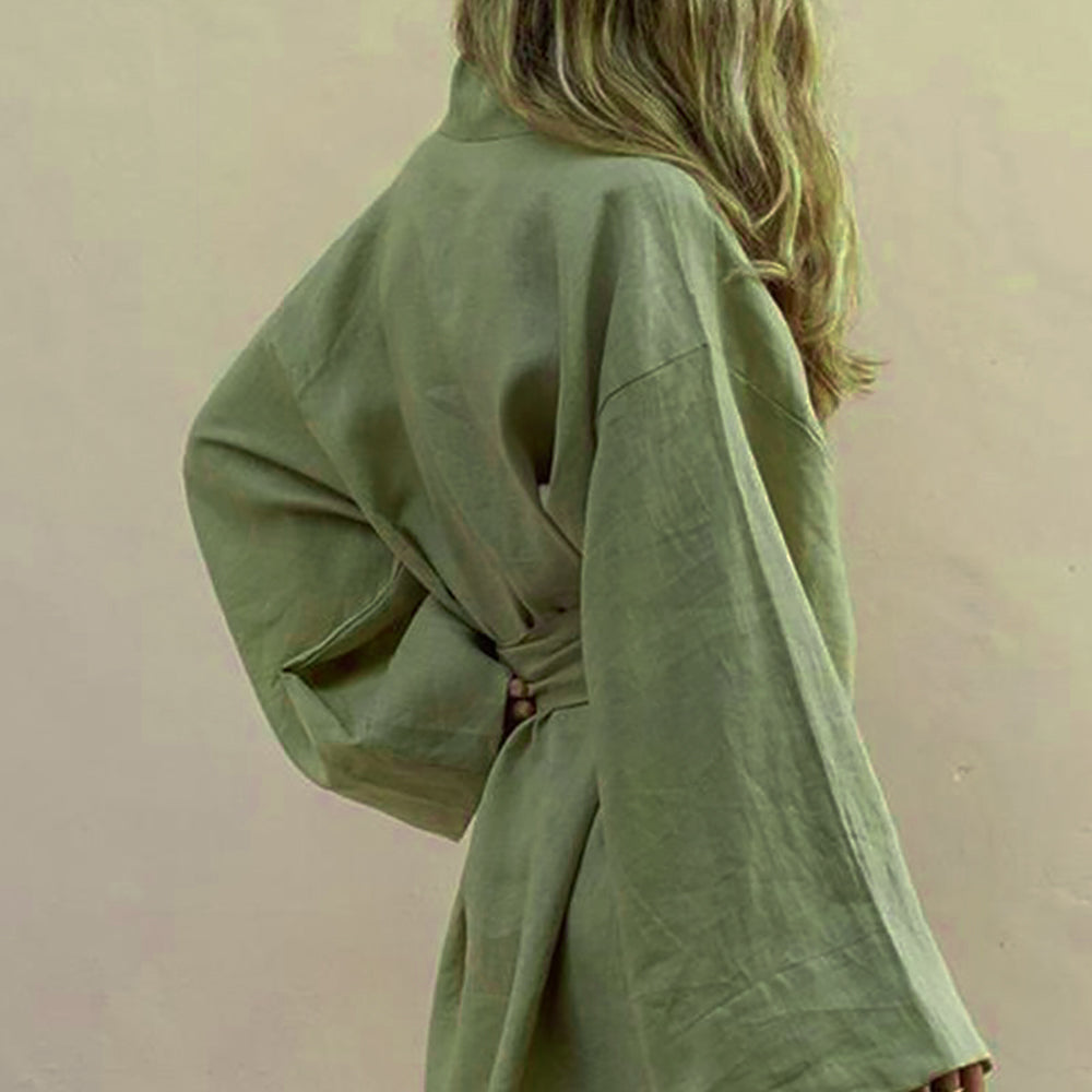 Boho Linen Blend Kimono Dress