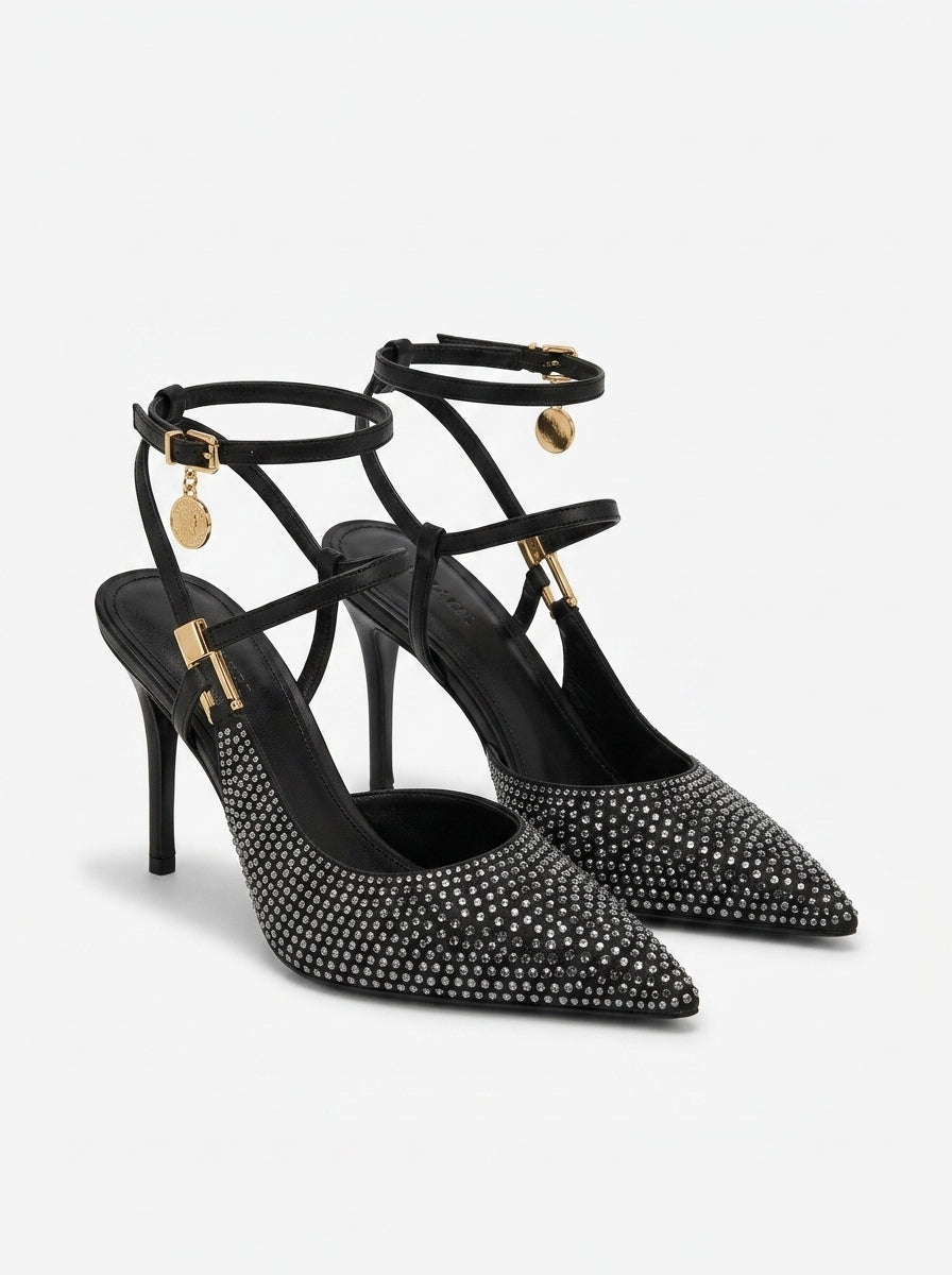 Rhinestone Ankle Strap Heels