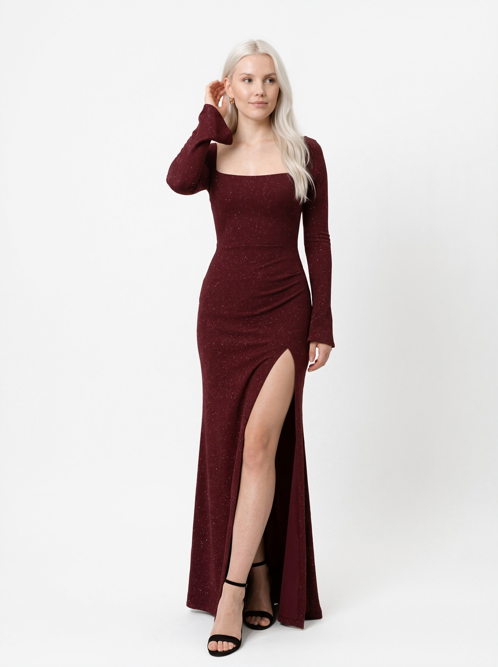 Glitter Slit Maxi Dress