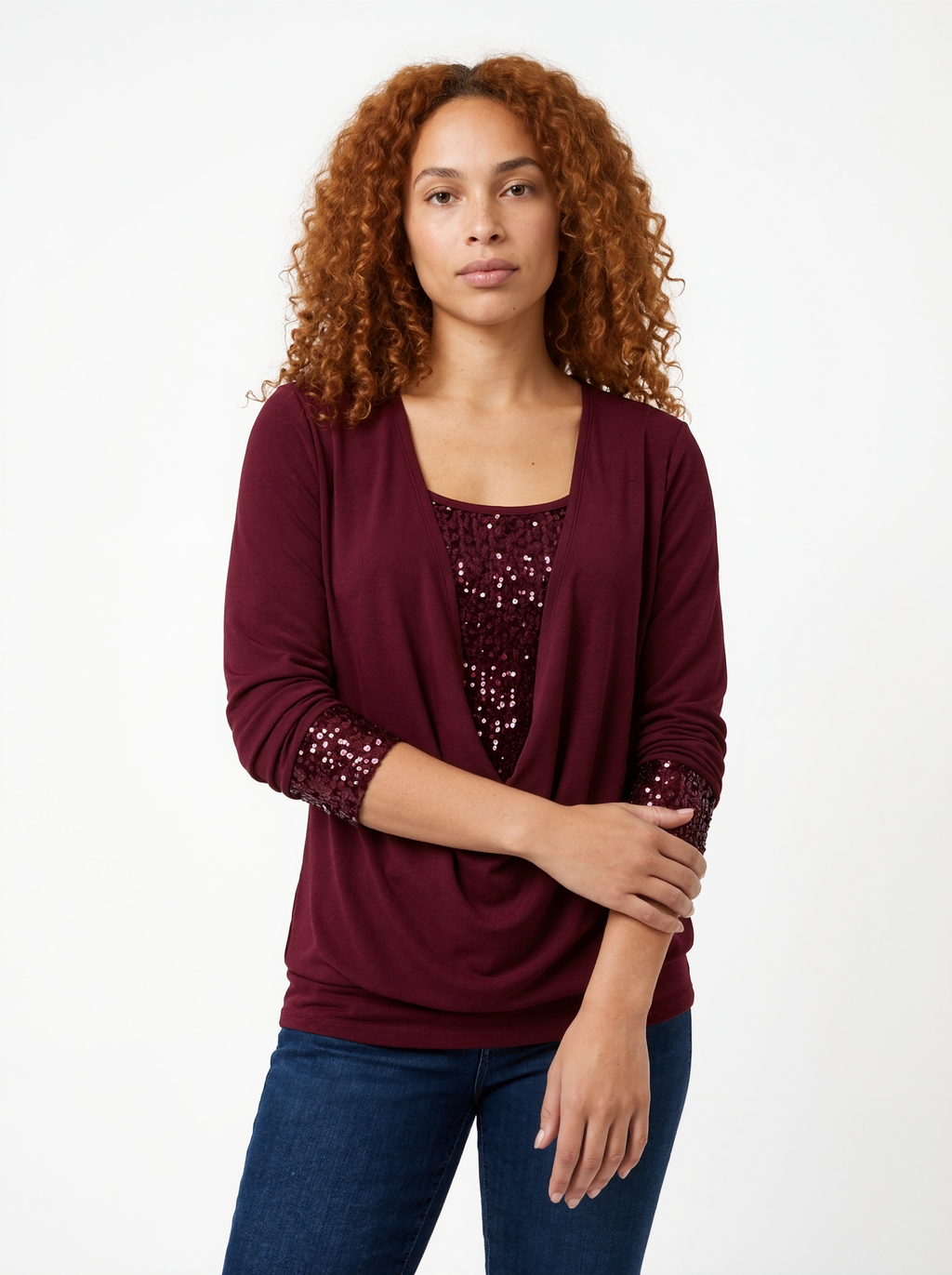 Long Sleeve Sequin Blouse