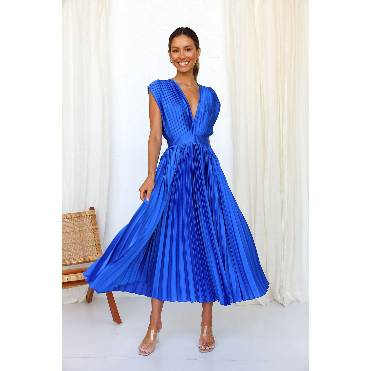 Pleated Midi Dress