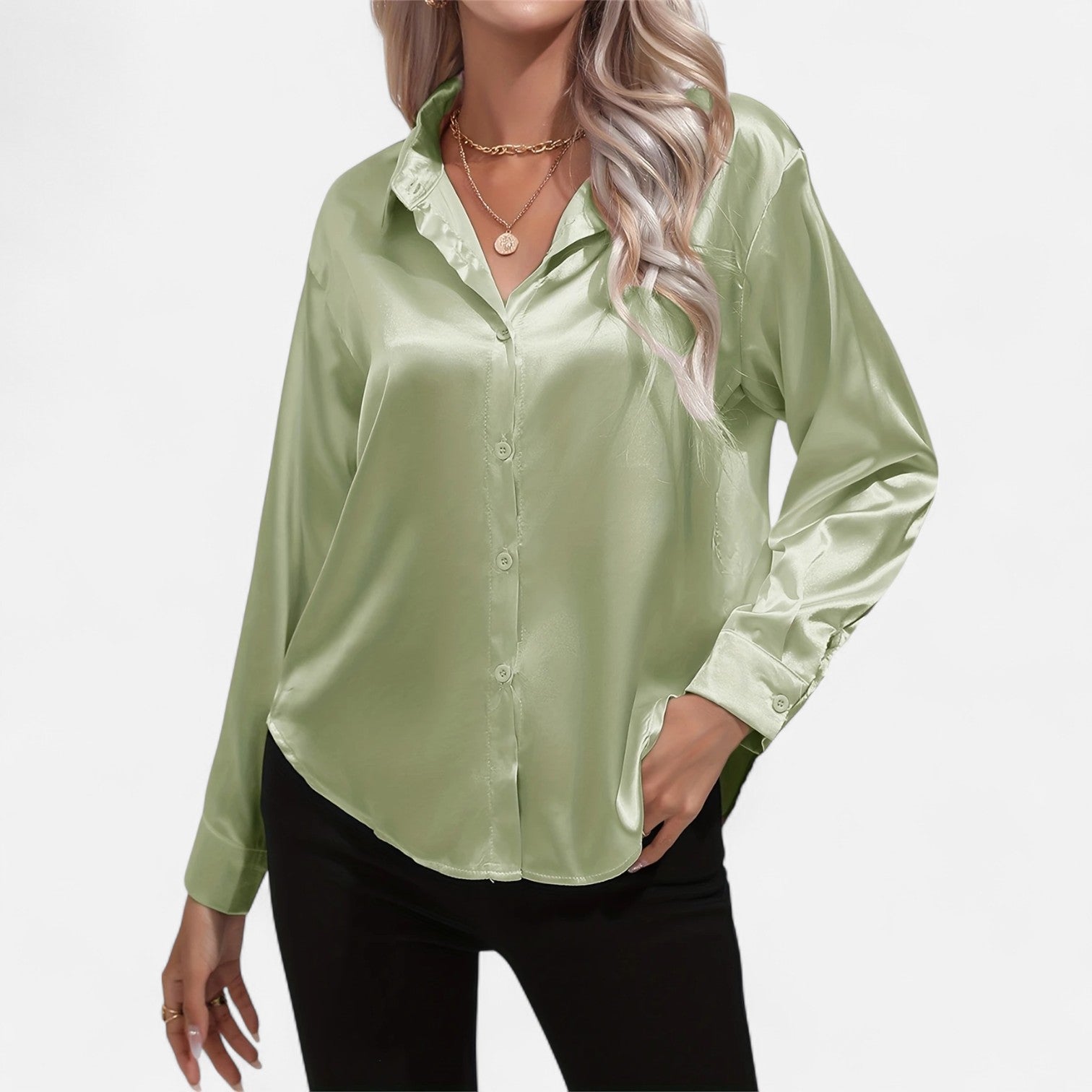 Satin Long Sleeve Blouse