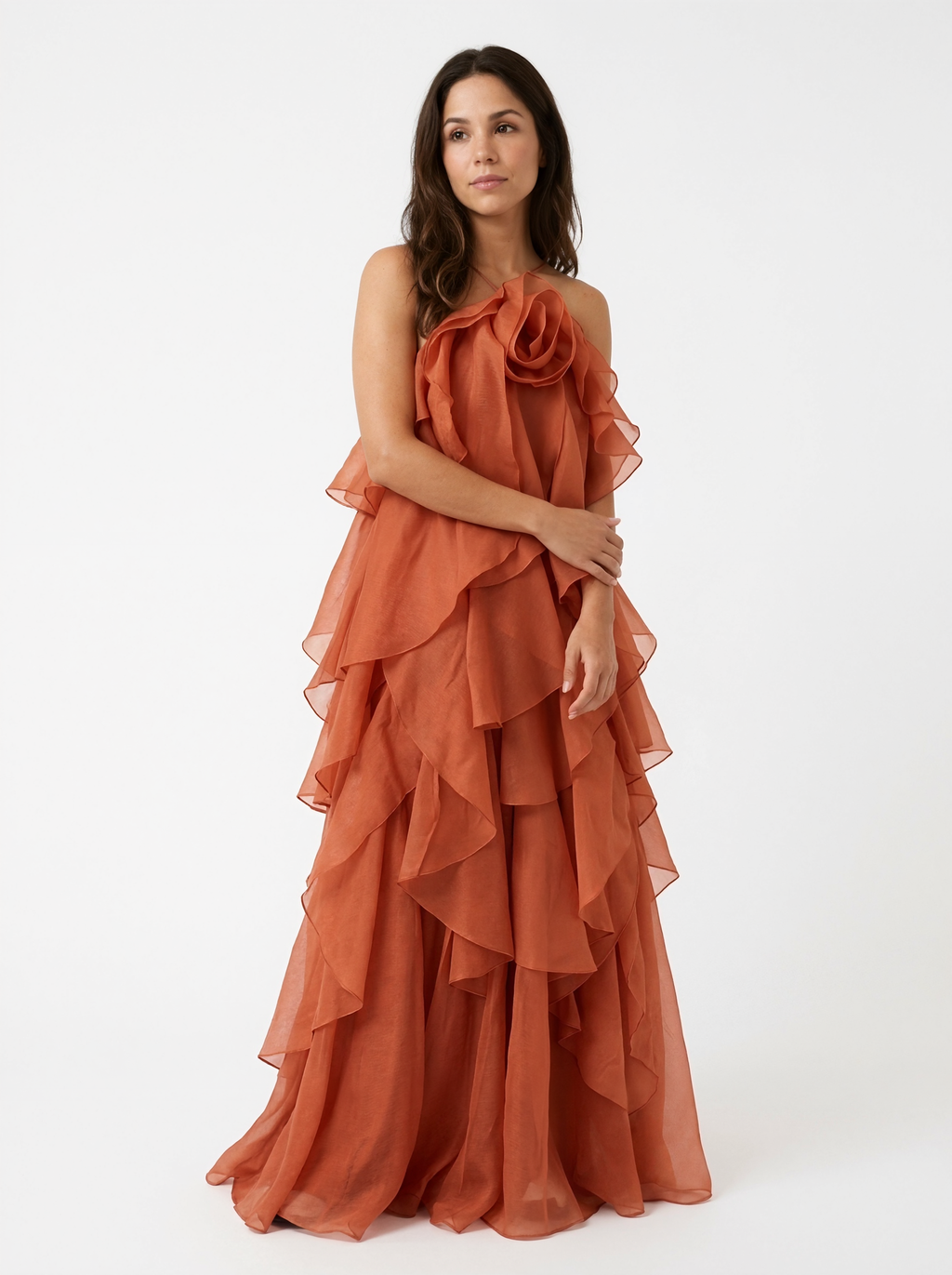 Ruched Layered Maxi Dress