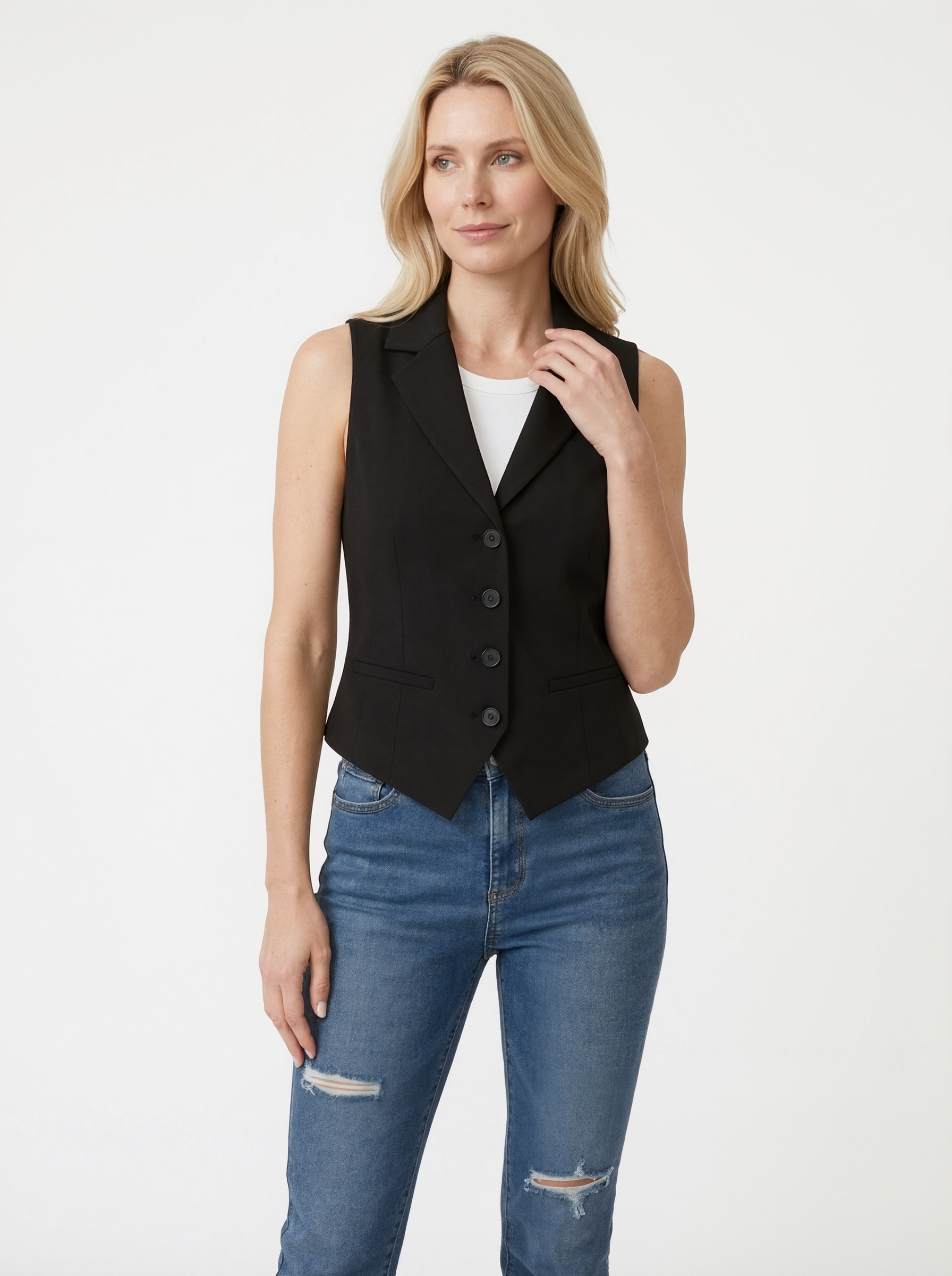 Sleeveless Tailored Vest Top