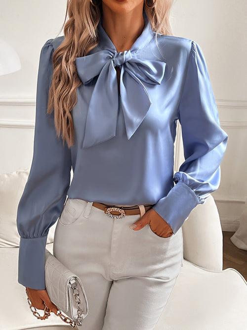 Bow Neck Long Sleeve Blouse