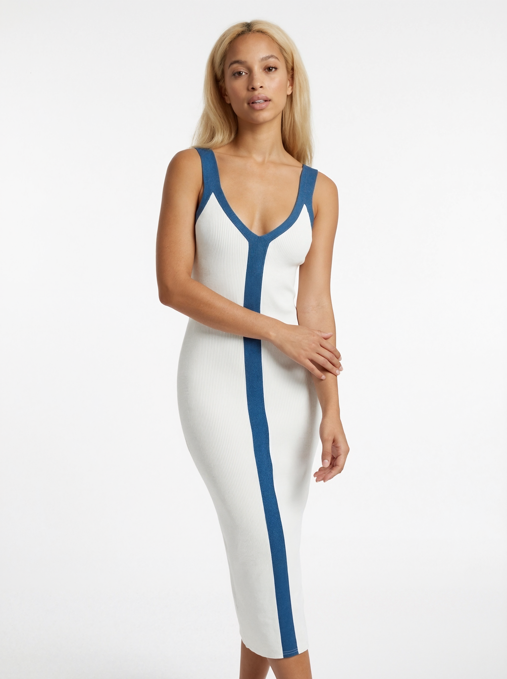 Color Block Ribbed Maxi Dress