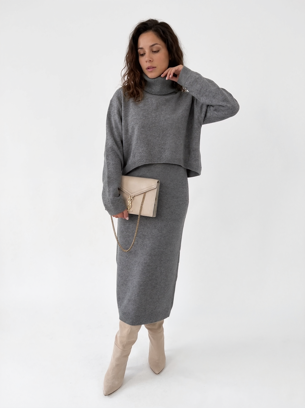 Relaxed Turtleneck Knit Sweater