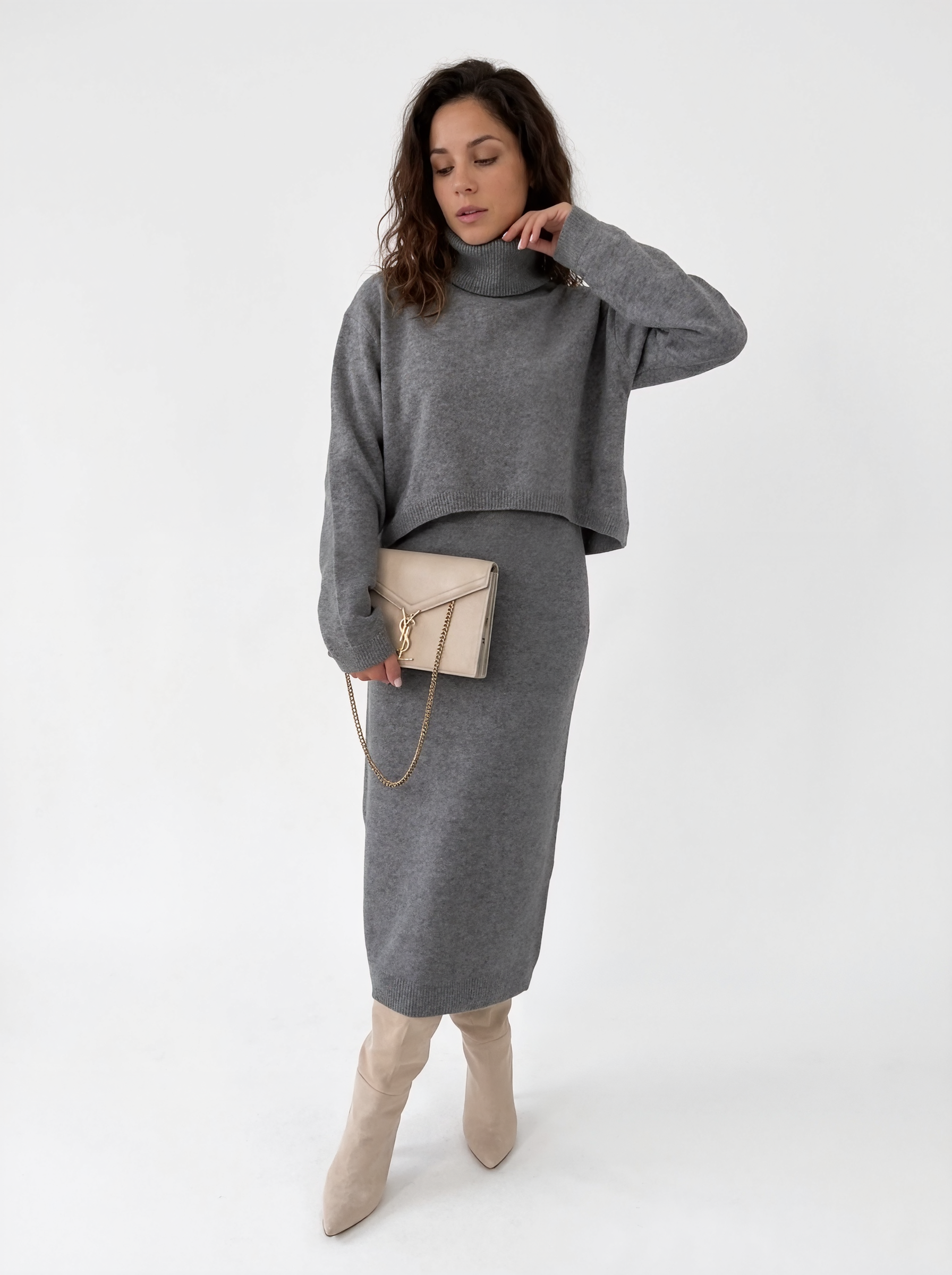 Relaxed Turtleneck Knit Sweater