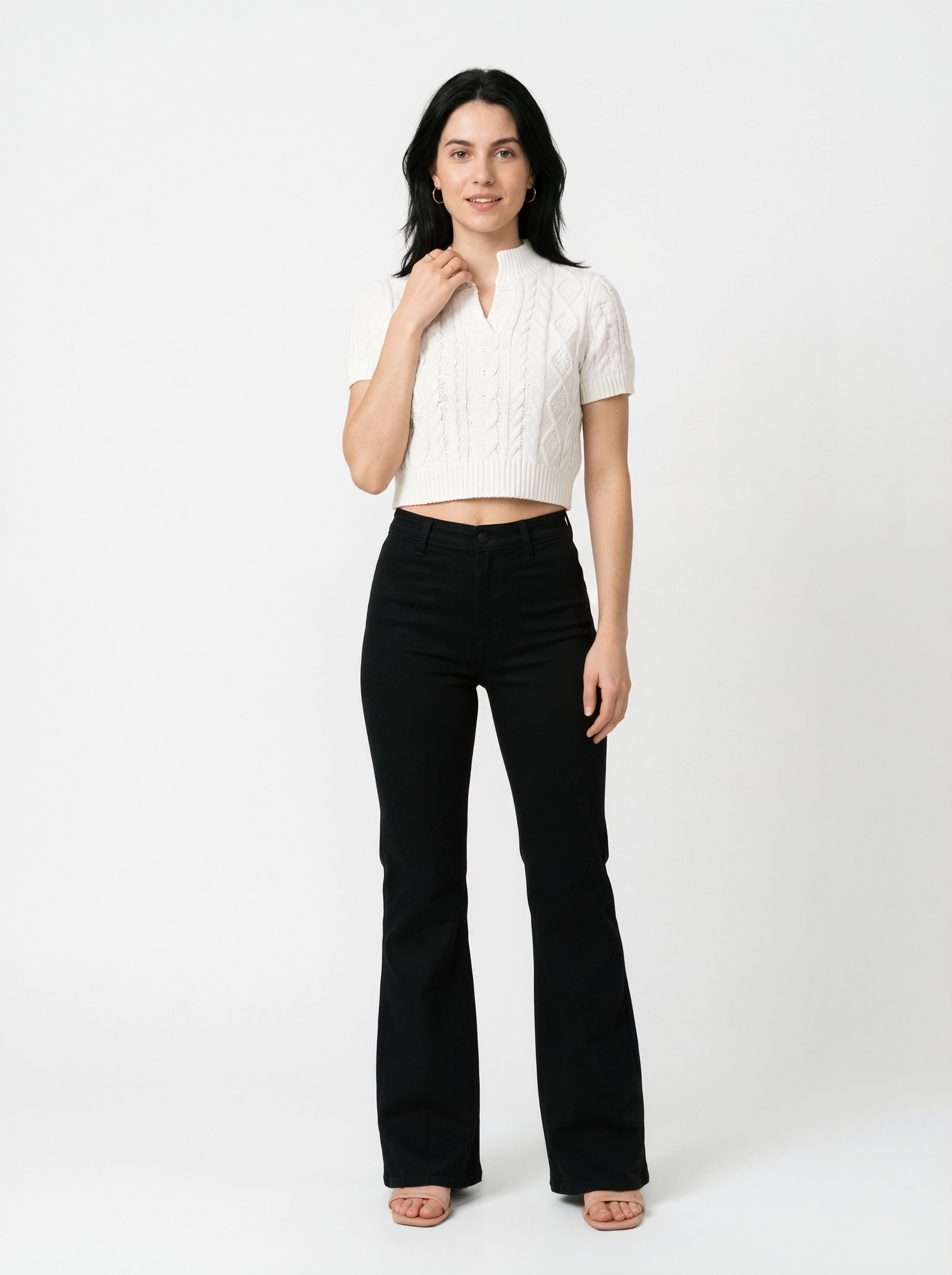 Retro High-Waist Flared Jeans