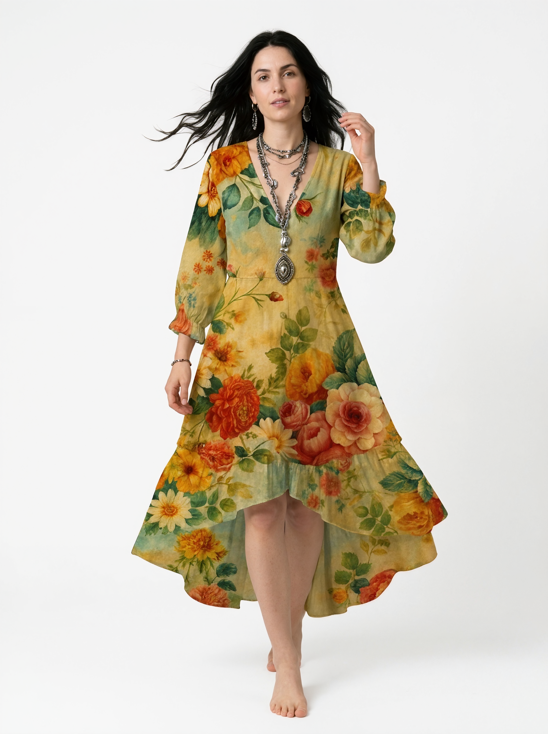 Floral High-Low Dress