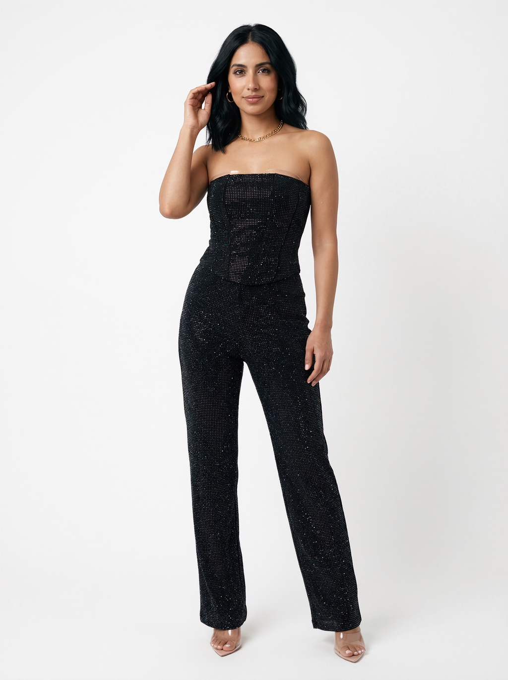 Shimmering Strapless Jumpsuit
