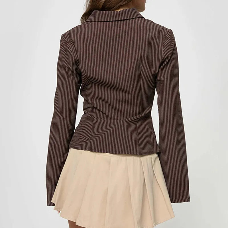 Classic Pinstripe Long Sleeve Blouse