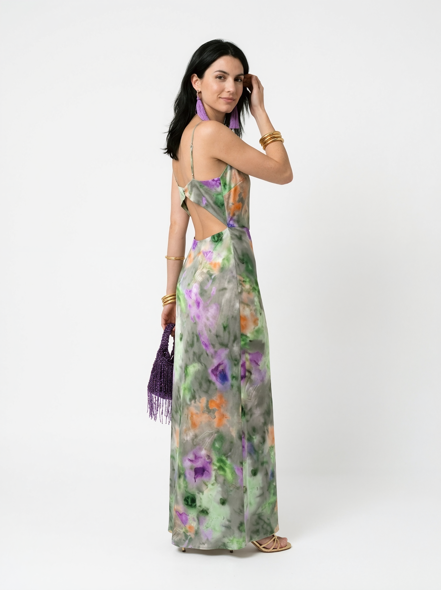Abstract Print Cut Out Maxi Dress