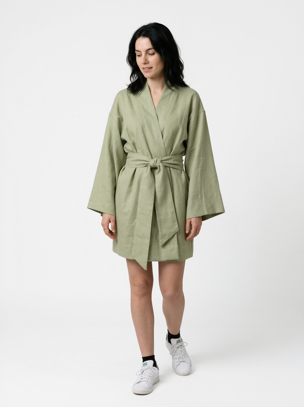 Boho Linen Blend Kimono Dress