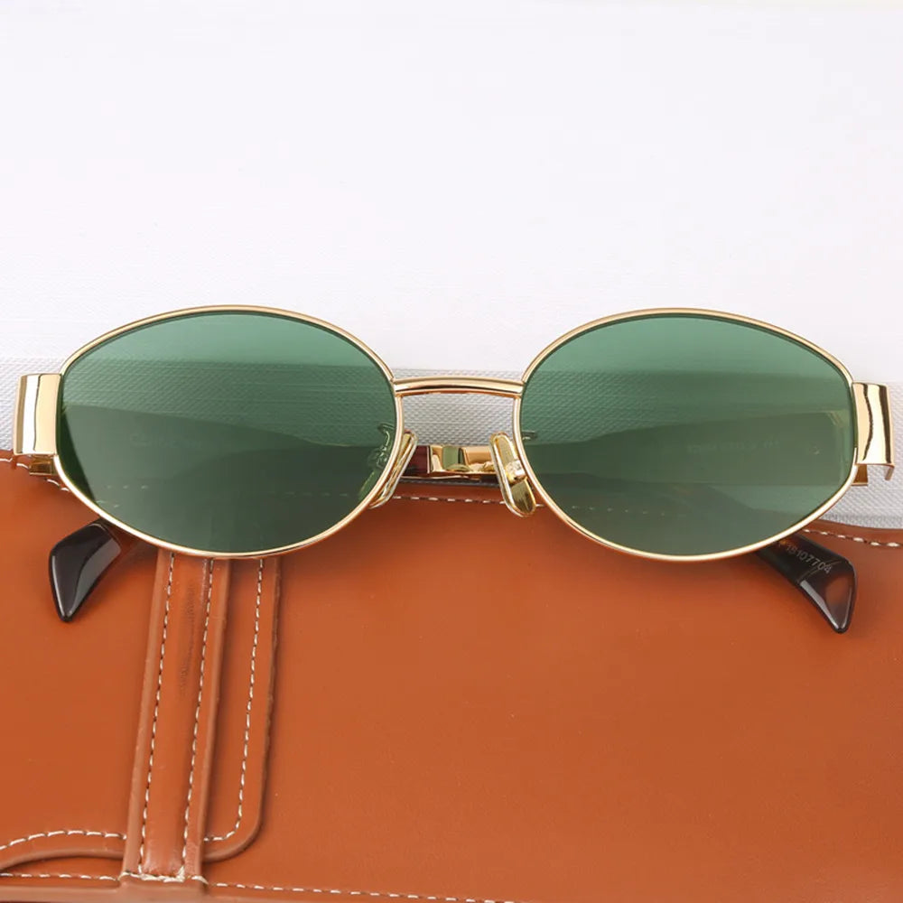 Gold Oval Sunglasses