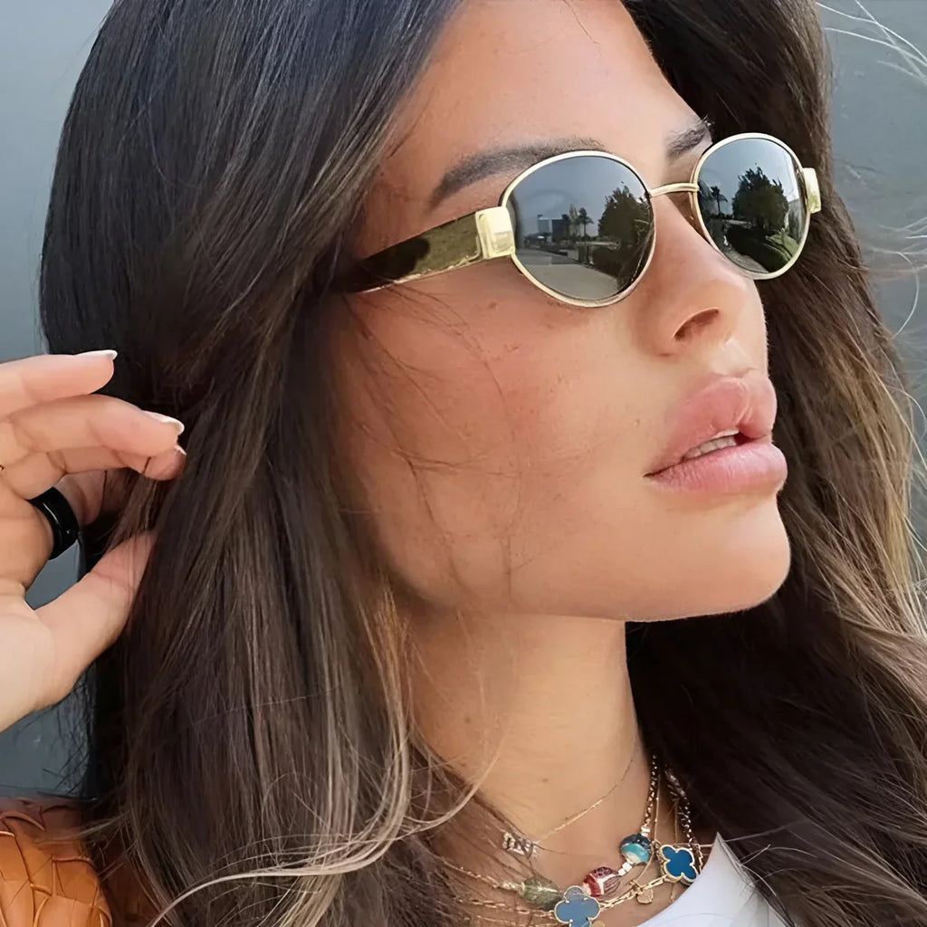 Gold Oval Sunglasses