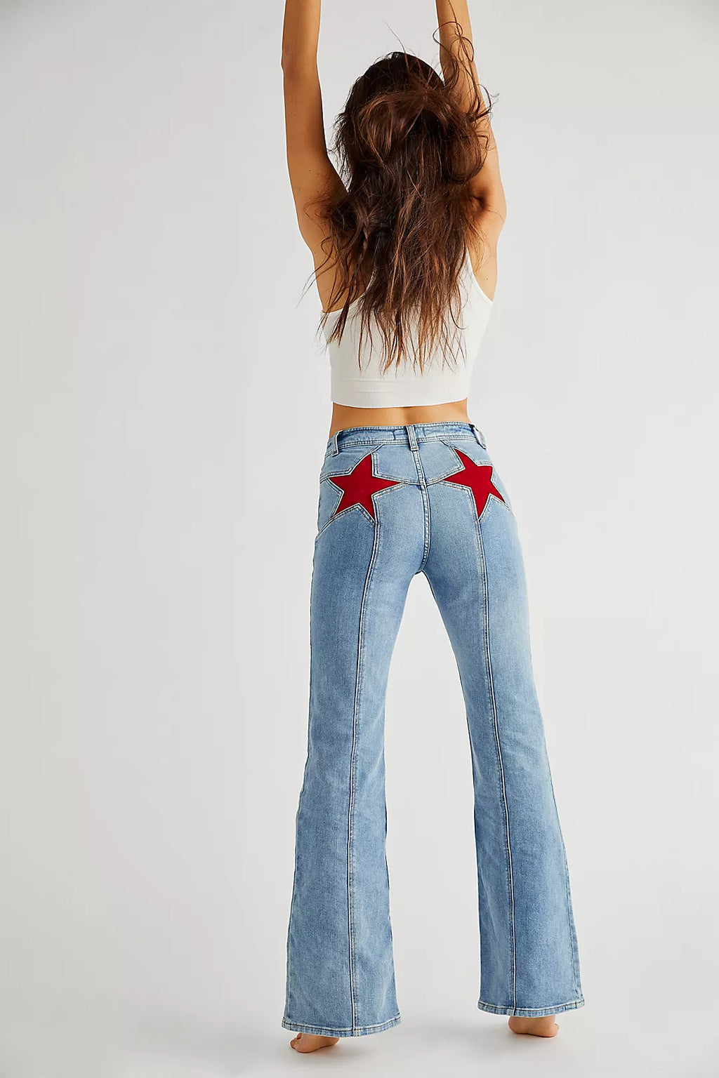 High-Waist Front Seam Flared Jeans
