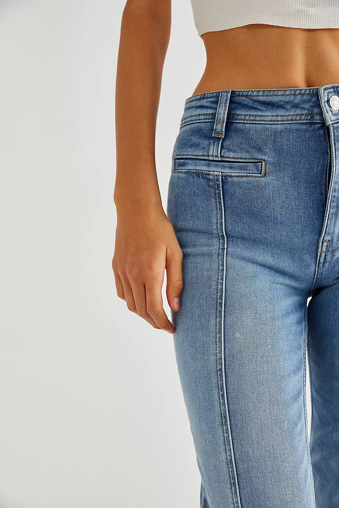 High-Waist Front Seam Flared Jeans