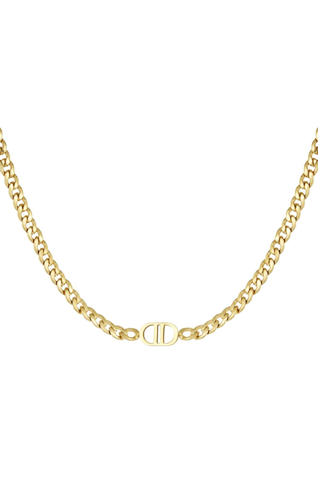 Gold CD Curb Chain Necklace