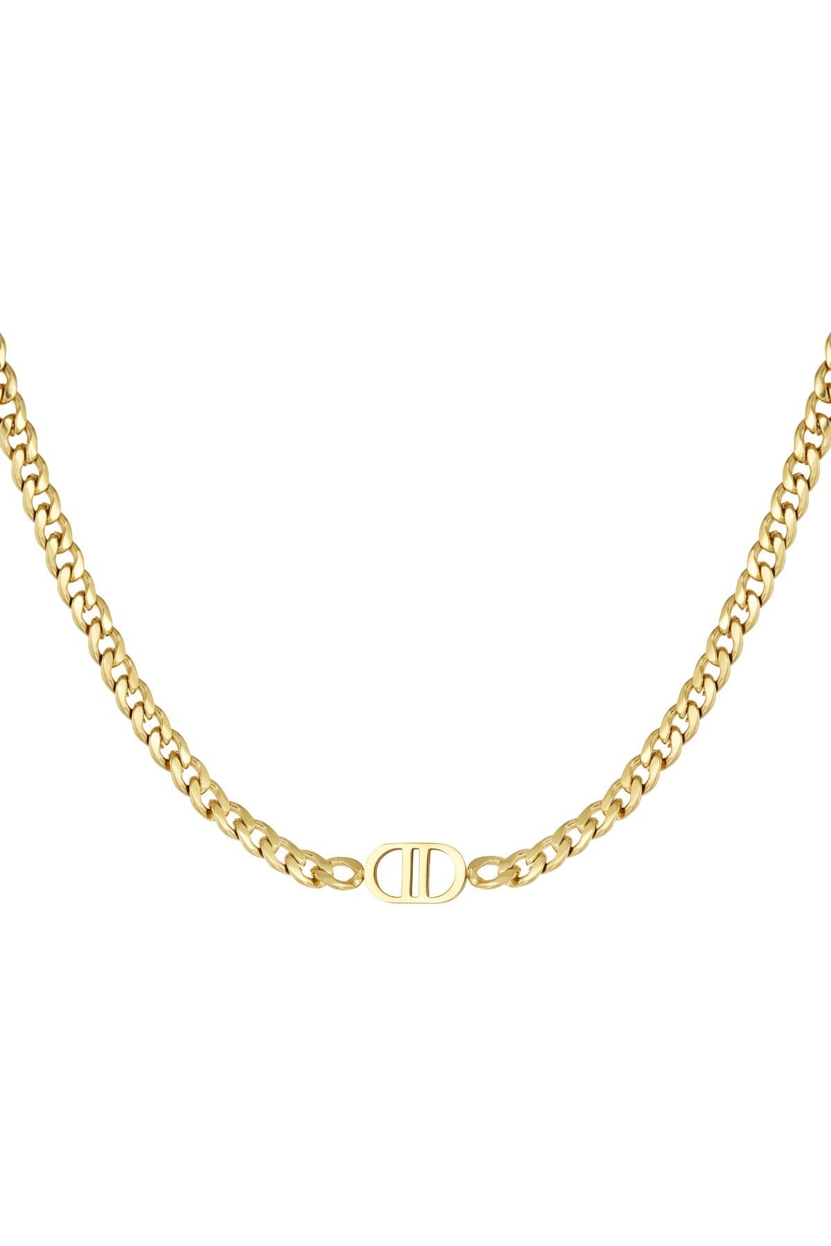 Gold CD Curb Chain Necklace