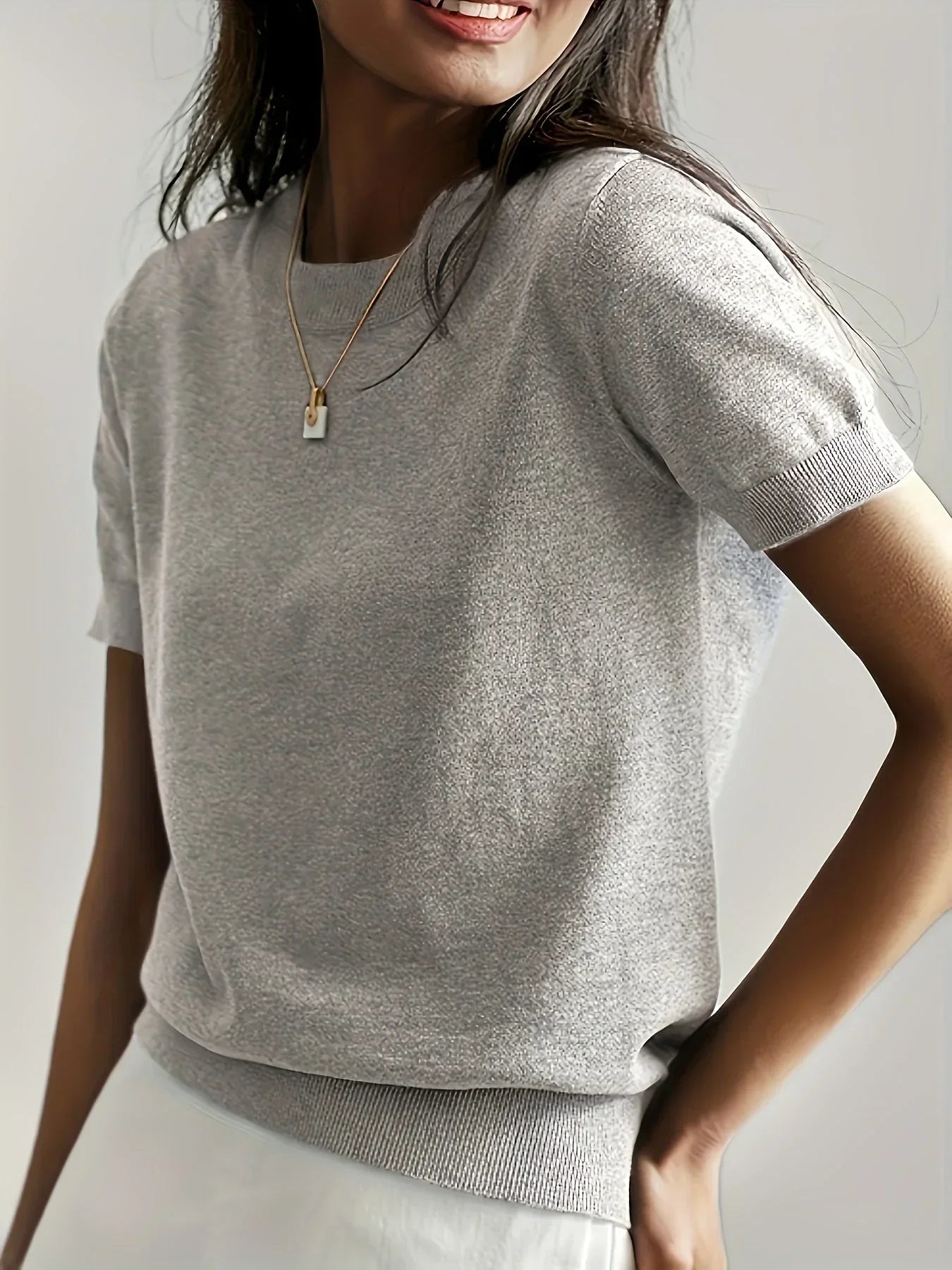 Soft Knit Short Sleeve Sweater