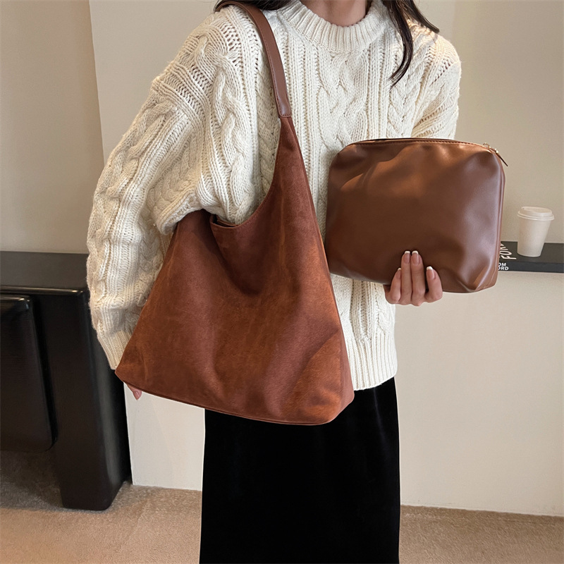 Casual Vegan Suede Hobo Shoulder Bag