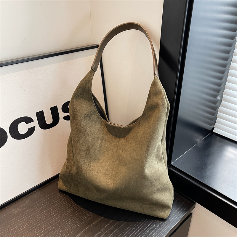 Casual Vegan Suede Hobo Shoulder Bag