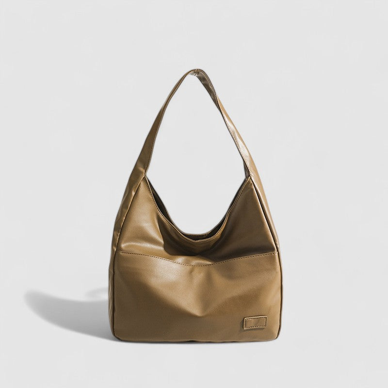 Spacious Vegan Leather Shoulder Bag