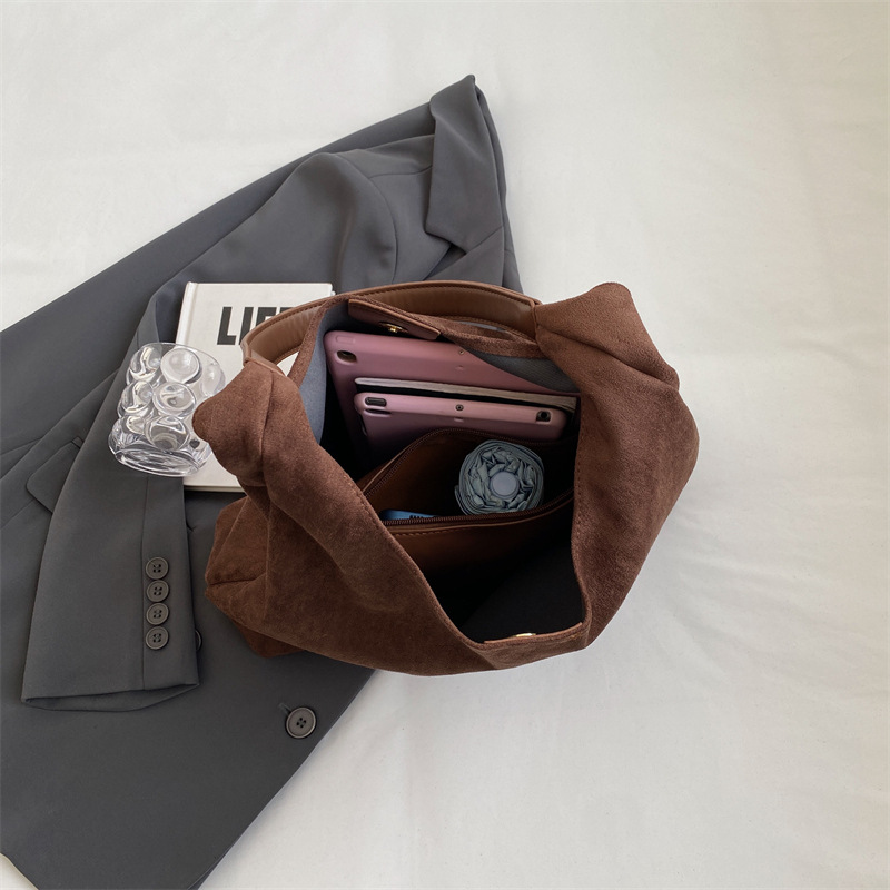 Casual Vegan Suede Hobo Shoulder Bag