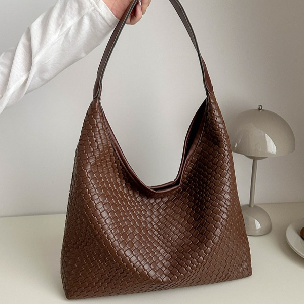 Textured Woven Hobo Shoulder Bag
