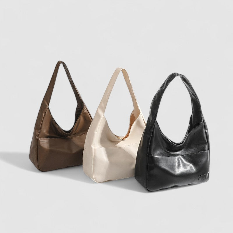 Spacious Vegan Leather Shoulder Bag