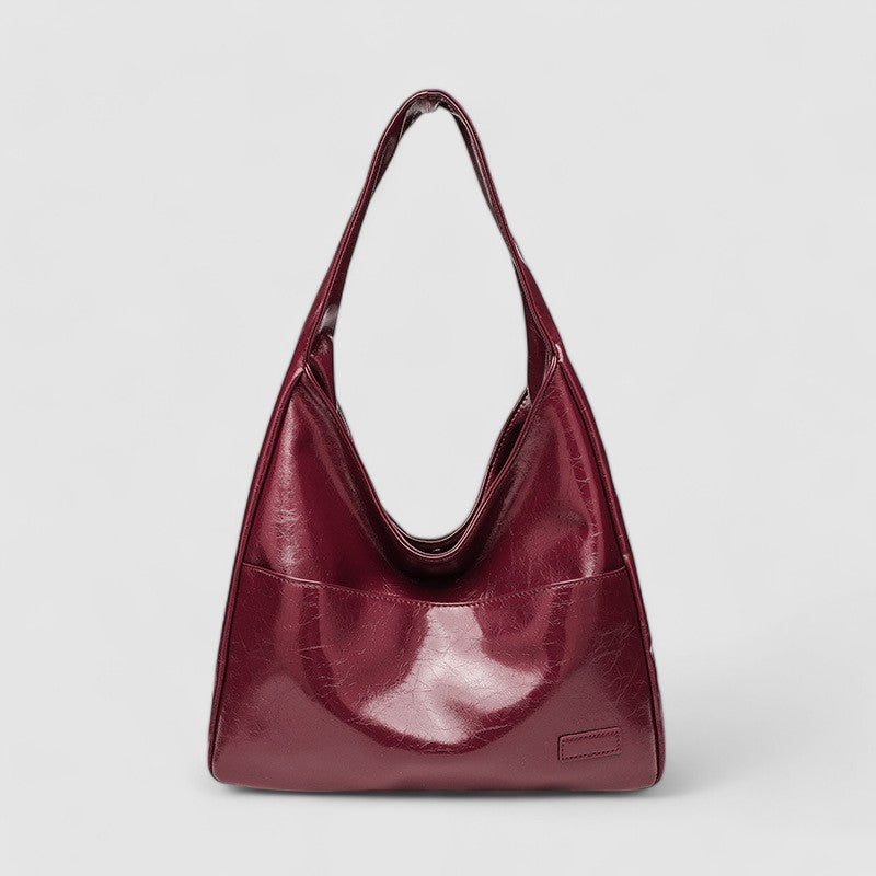 Spacious Vegan Leather Shoulder Bag