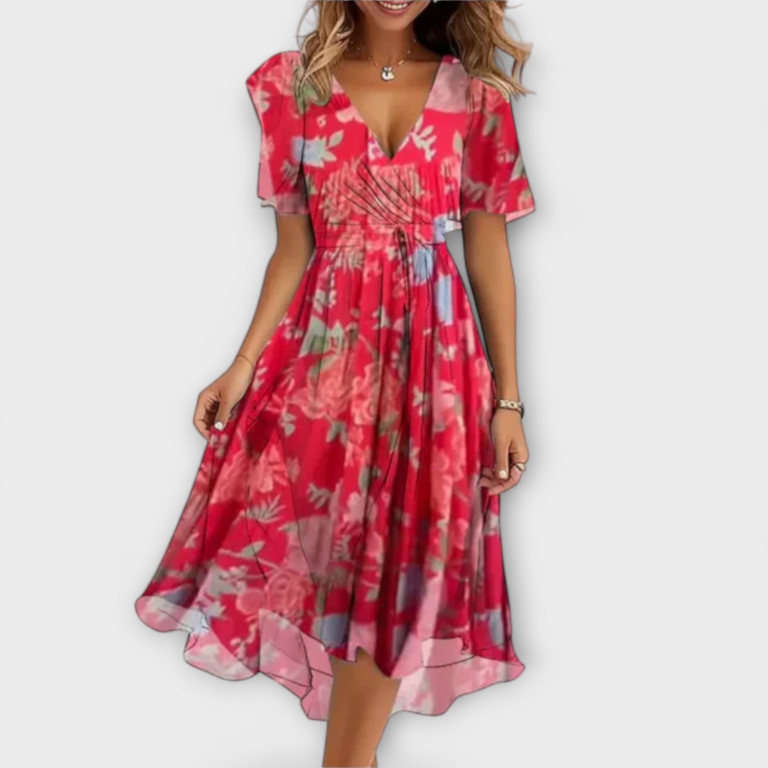 Floral High-Low Wrap Dress