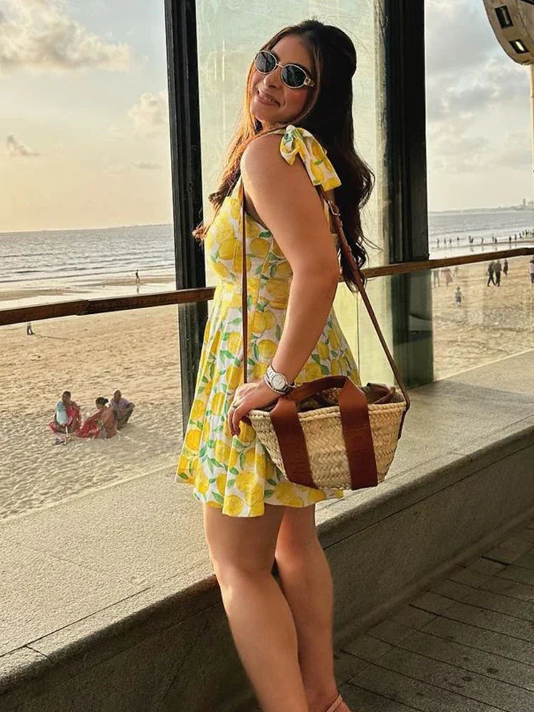 Lemon Print Mini Dress