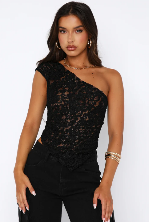 One-Shoulder Lace Top