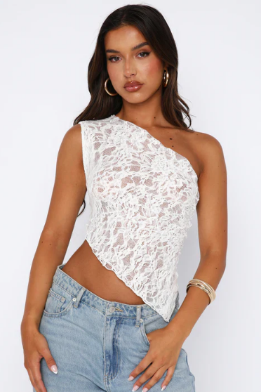 One-Shoulder Lace Top
