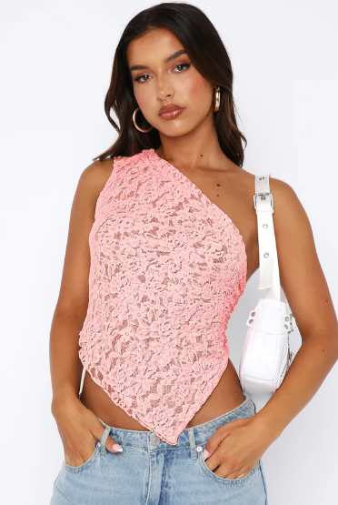 One-Shoulder Lace Top