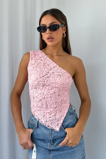 One-Shoulder Lace Top