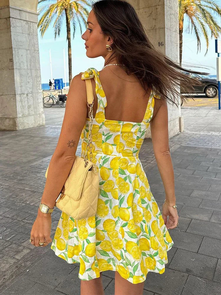 Lemon Print Mini Dress