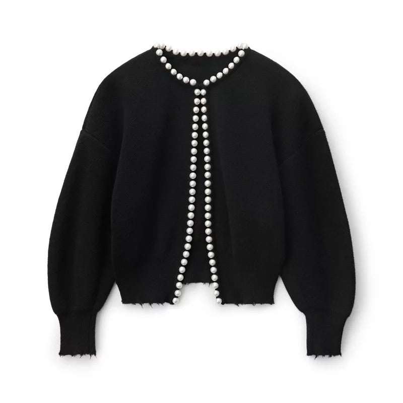 Cropped Pearl Cardigan
