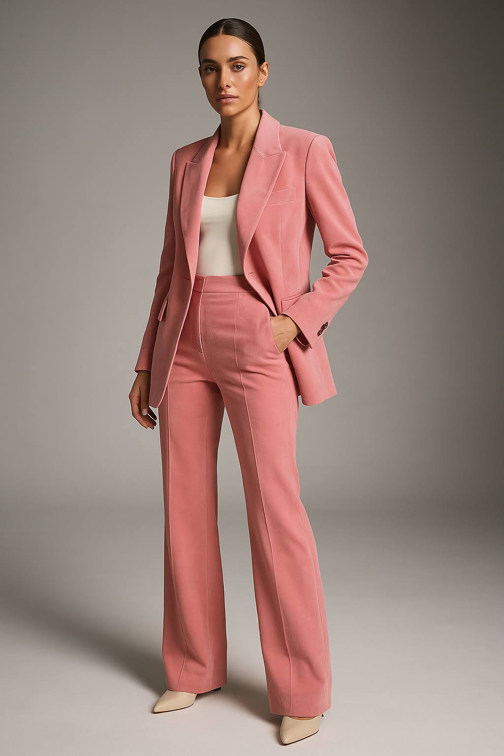 Tailored Wide Leg Blazer Trousers Set
