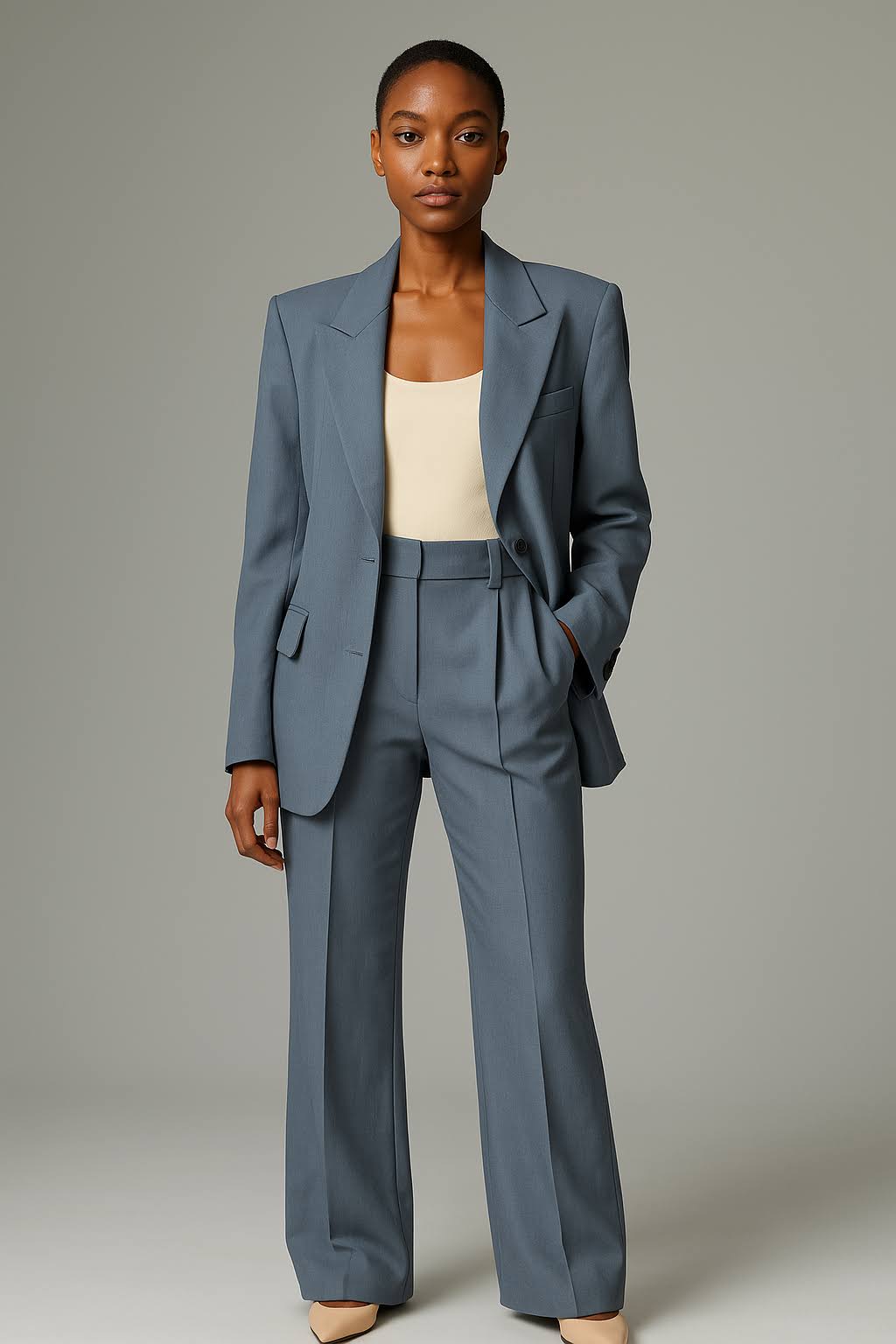 Tailored Wide Leg Blazer Trousers Set